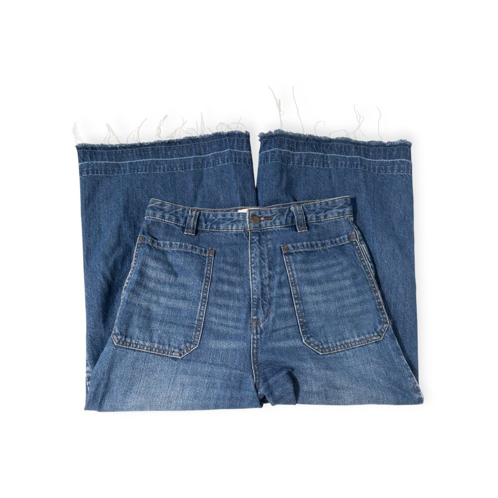 We The Free Dawn to Dusk Ultra High Rise Flare Jeans SZ 28 Patch Pocket Crop - Picture 15 of 16